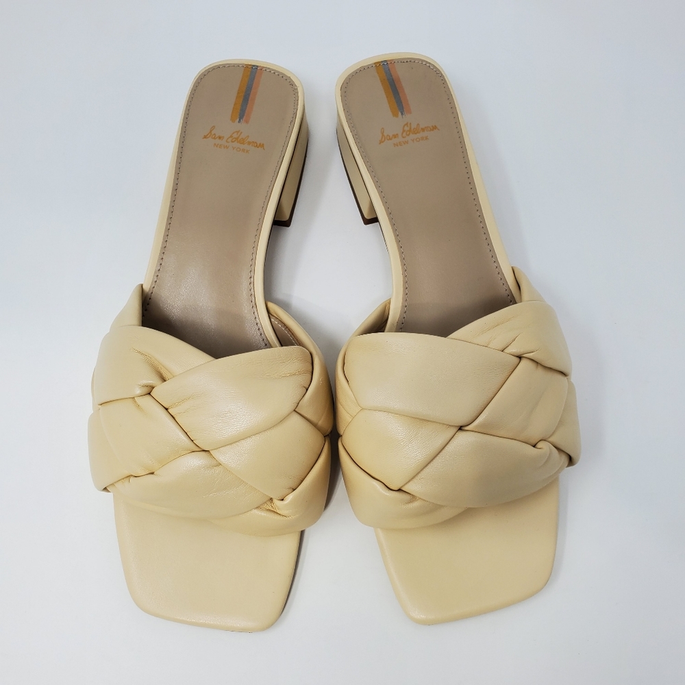 Sam Edelman Dawson Slide Sandal Eggshell Woven Leather 9.5 - Picture 2 of 9